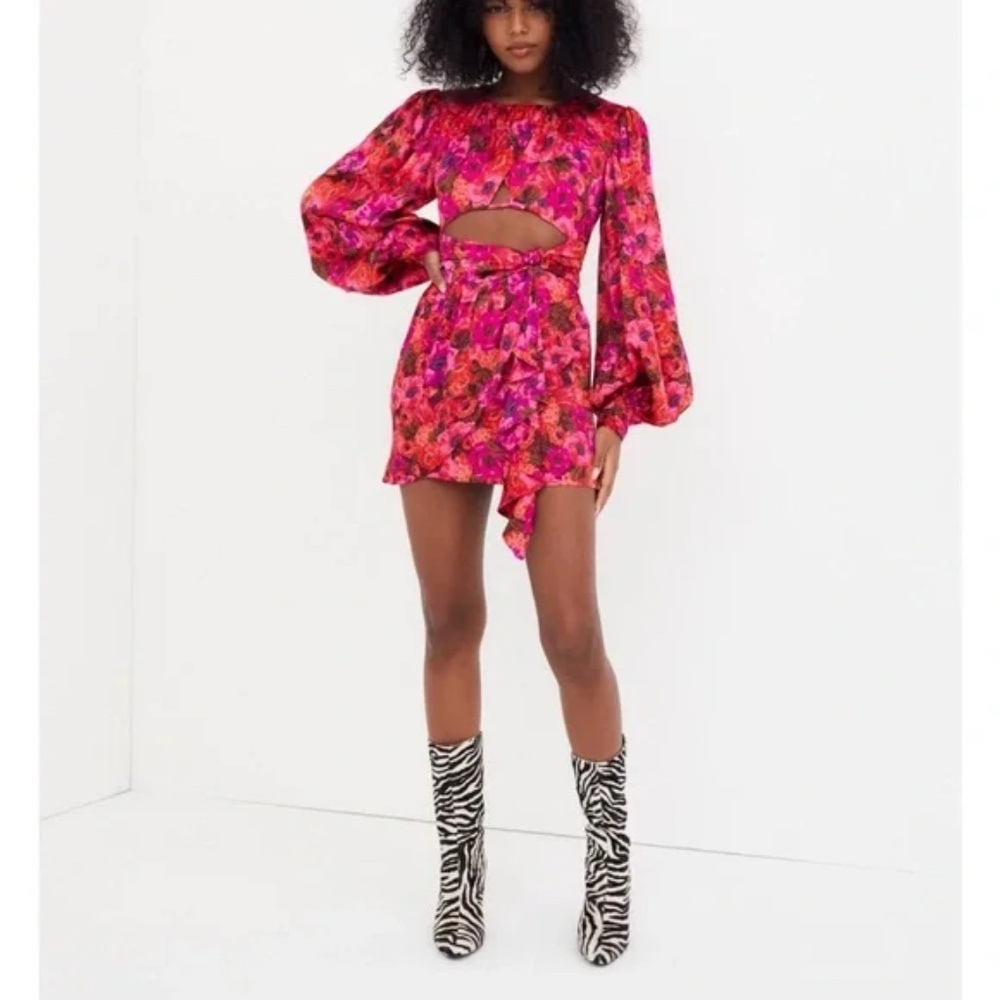 For Love & Lemons Lauren Floral Cutout Mini Dress Size XS NWT - Picture 4 of 14